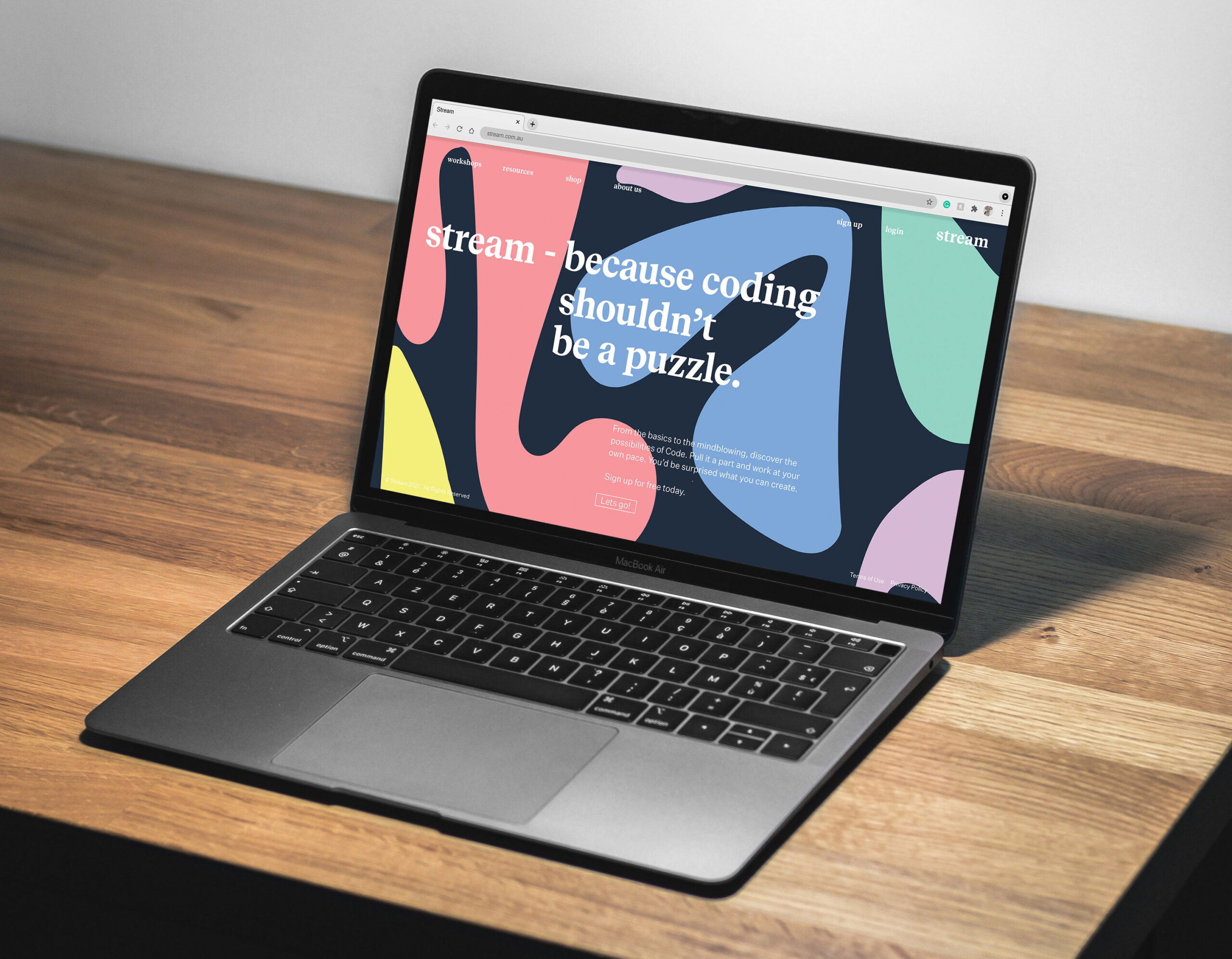 Stream home page laptop mockup